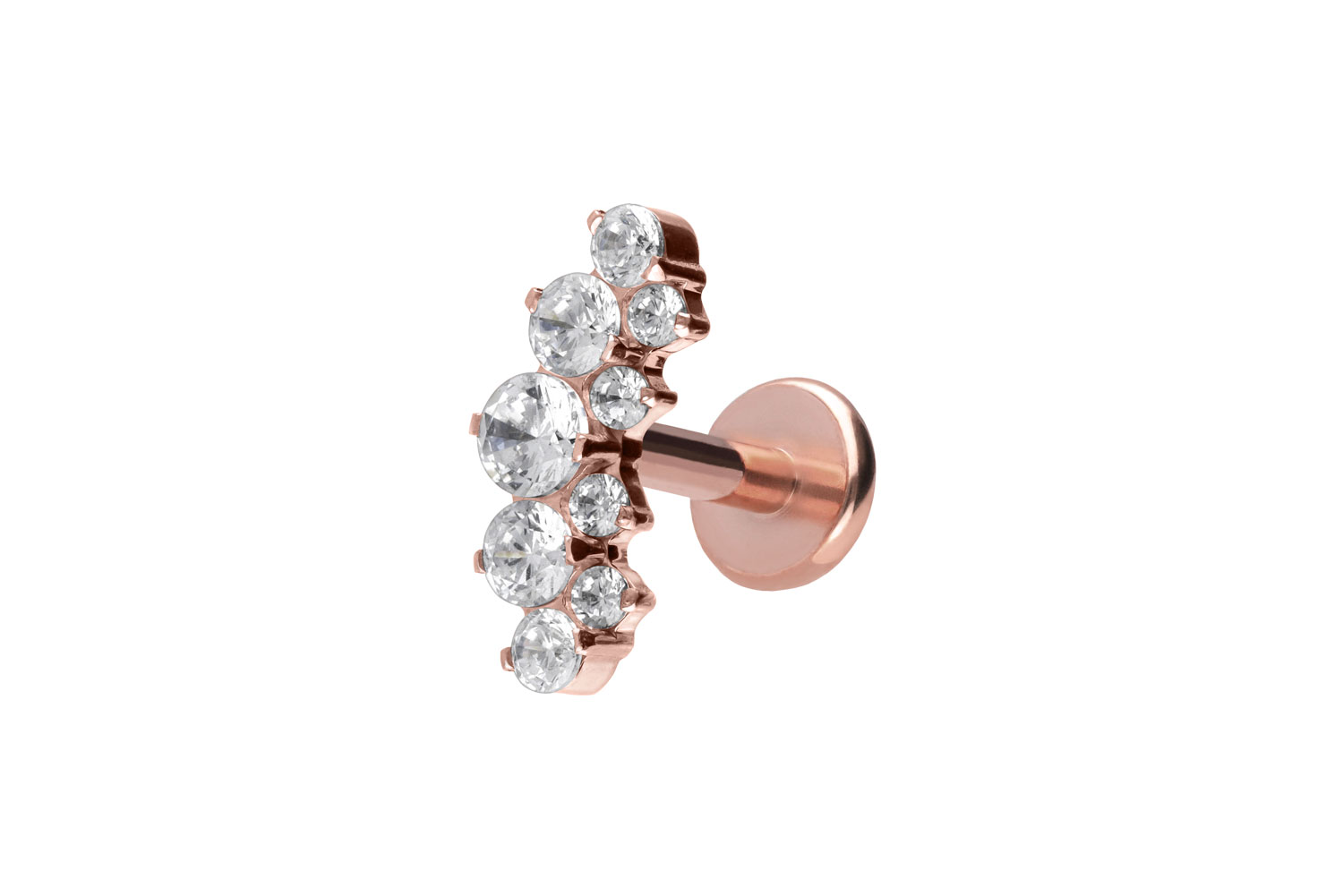 Titan Labret Piercing mit Push Fit KRISTALLBOGEN